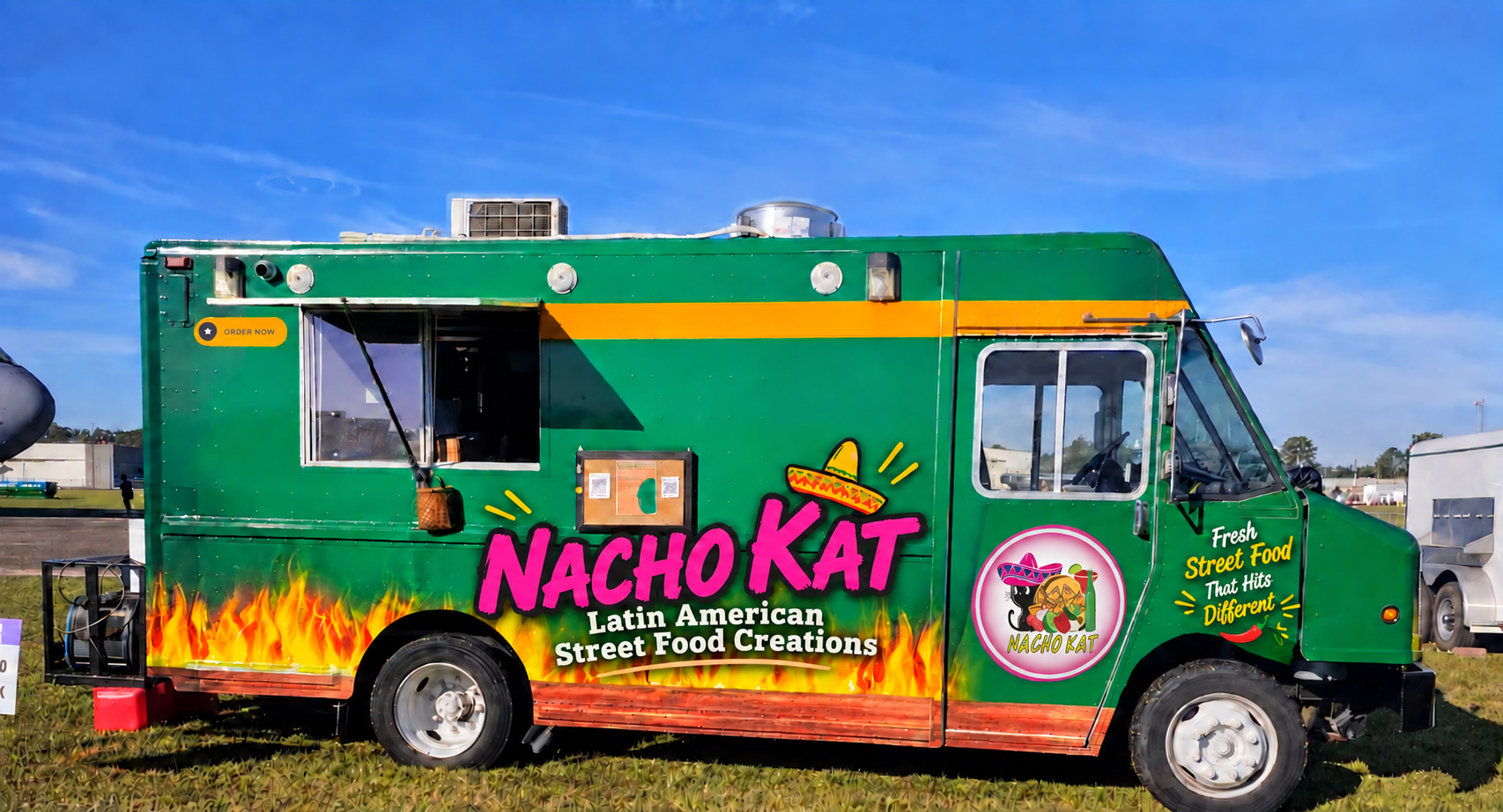Nacho Kat food truck ready to serve an outdoor event